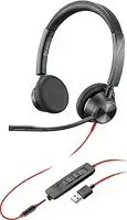 Kufje me kabllo Poly Blackwire 3320, me mikrofon, stereo, të zeza