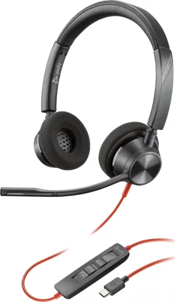 Kufje me mikrofon Poly Blackwire 3320, USB, mbi veshë, të zeza