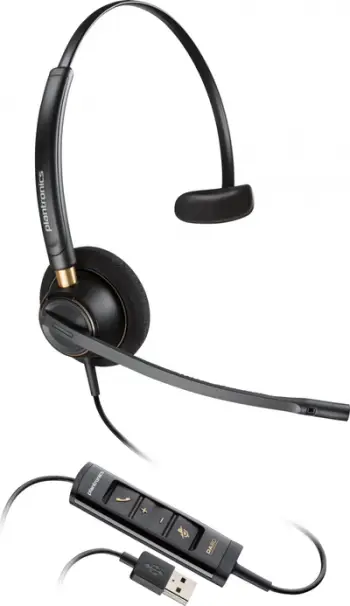 Headset Poly EncorePro 515-M 783R1AA, me kabllo, për zyrë, i zi