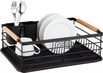 Pjatarë për enë KingHoff KH-1728, metal inox, me tabaka plastike, i zi
