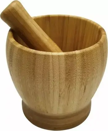 Havan kuzhine KingHoff KH-1616, bambu, 9.5cm, ngjyrë druri natyrale
