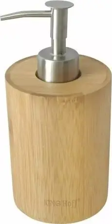 Dozator sapuni KingHoff KH-1691, bambu natyrale, 8 x 8 x 16.5 cm, kafe