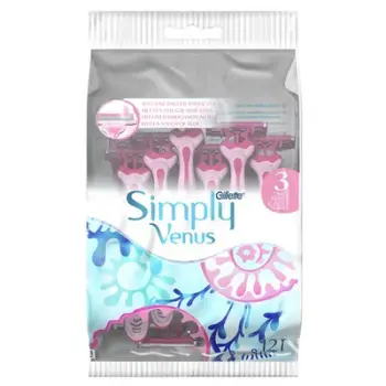 Set brisqe rroje për femra Gillette Simply Venus 3 Plus Yellow, 12 copë