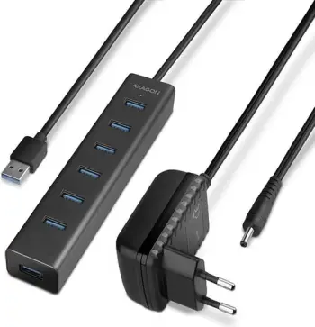 Qendër USB Axagon HUE-SA7BP, 7x USB-A 3.0, 2A, e hirtë