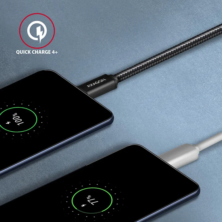 Kabllo AXAGON USB-A - USB-C SPEED USB3.2 Gen 1, 3A, 2m, e zezë - 4