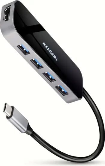Hub shumëfunksional AXAGON 5në1 USB 3.2 Gen 1, 4x USB-A, HDMI, PD 100W, kabllo USB-C 20cm