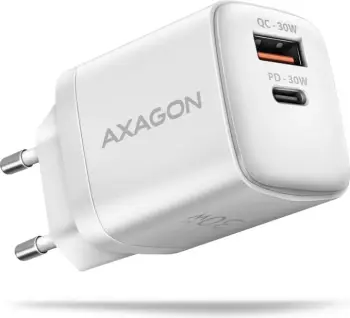 Karikues AXAGON ACU-PQ30, USB-A, USB-C, PD, QC4+, 30W, i bardhë