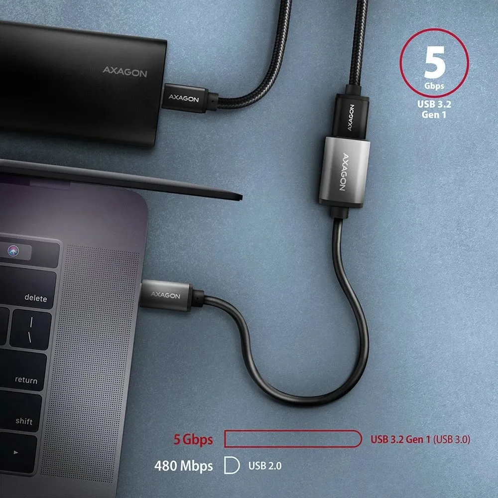 Përshtatës AXAGON USB-C - USB-A (M/F), USB 3.2 Gen 1, 3A, 20cm - 4