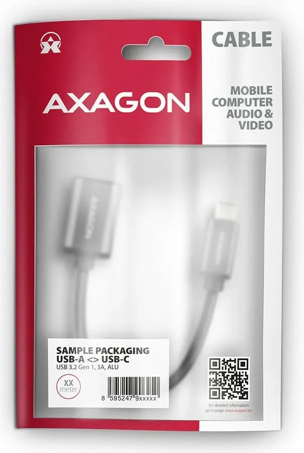 Përshtatës AXAGON USB-C - USB-A (M/F), USB 3.2 Gen 1, 3A, 20cm - 9