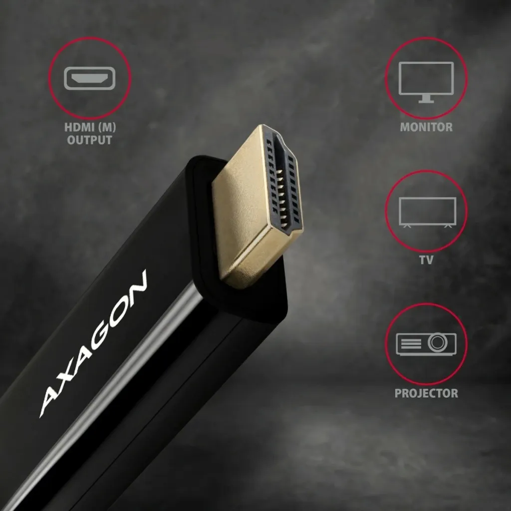 Kabllo AXAGON DisplayPort - HDMI 1.4, 4K @ 30Hz, 1.8 m - 3
