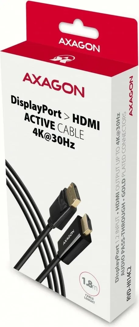 Kabllo AXAGON DisplayPort - HDMI 1.4, 4K @ 30Hz, 1.8 m - 7