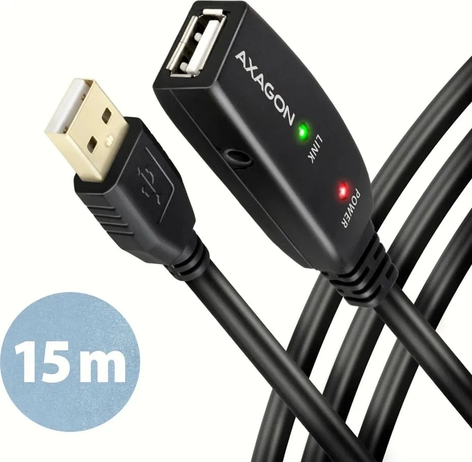Kabllo zgjatëse / përsëritëse aktive AXAGON ADR-215 USB2.0, 15m, e zezë - 2