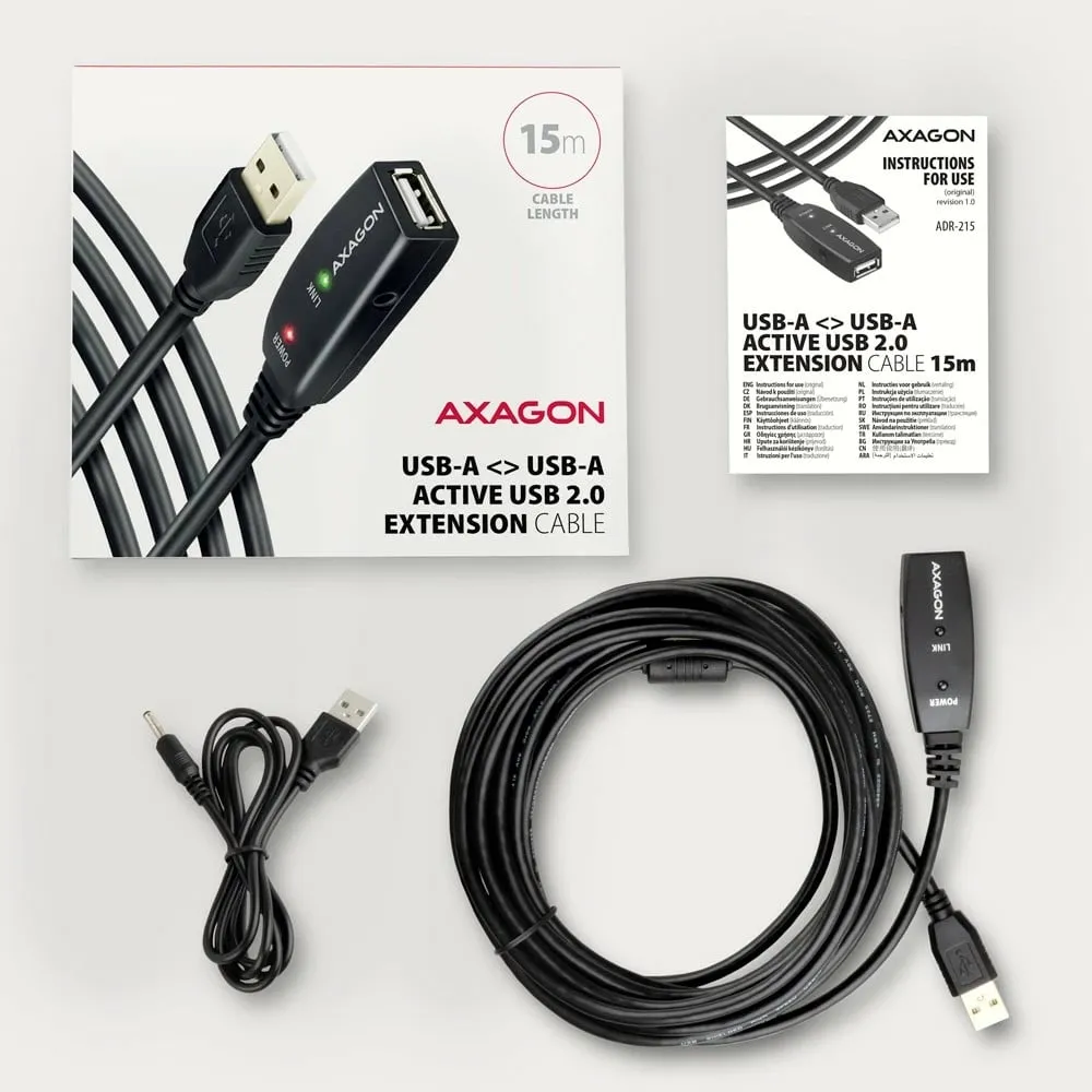Kabllo zgjatëse / përsëritëse aktive AXAGON ADR-215 USB2.0, 15m, e zezë - 8