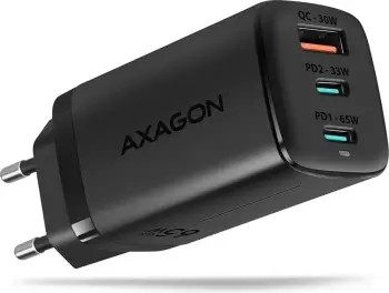 Karikues AXAGON GaN, USB-A, 2x USB-C, PD3.0/QC4+/PPS/Apple, 65W, i zi