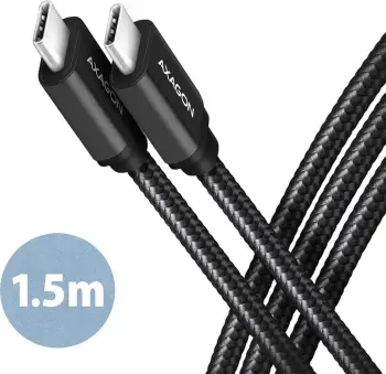Kabllo USB Axagon BUCM-CM15AB, USB C në USB C, 1.5 m, 60W, e zezë