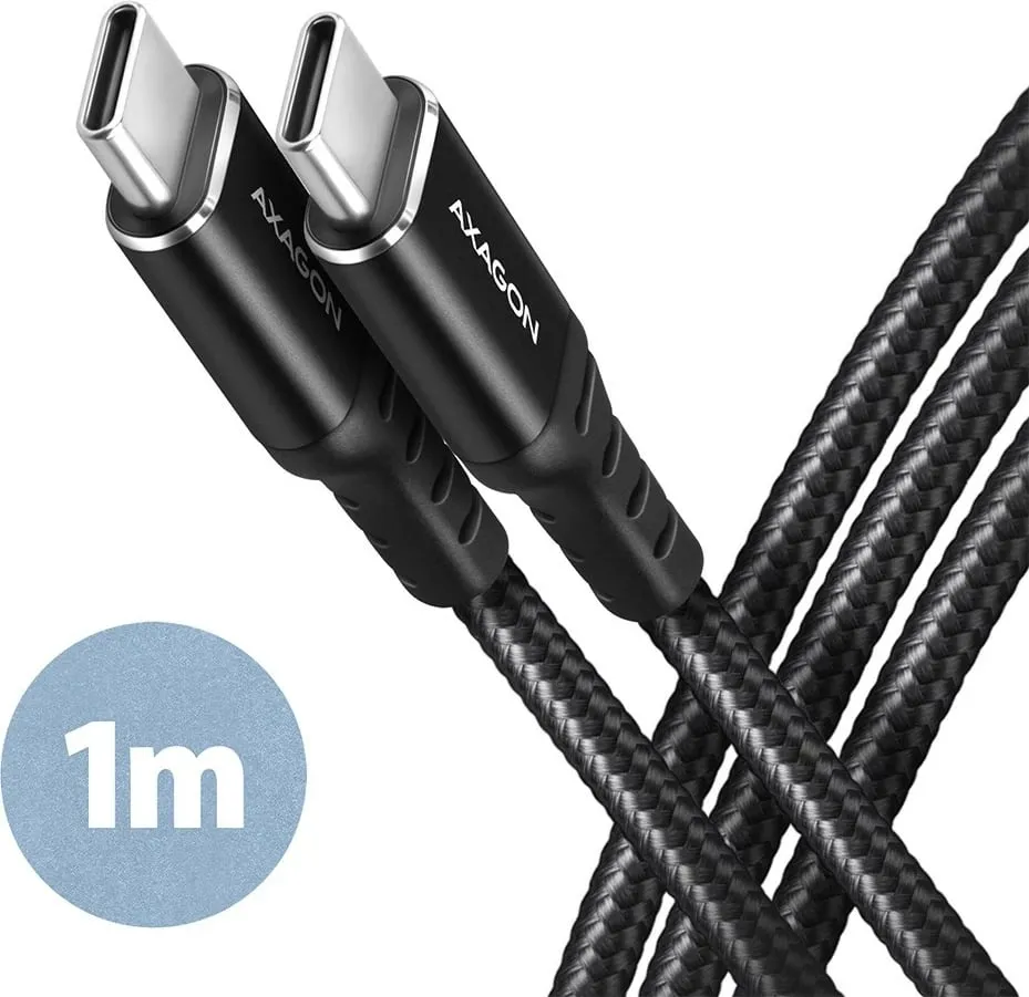 Kabllo USB Axagon BUCM-CM10AB, USB-C në USB-C, 1 m, 60W, e zezë - 1