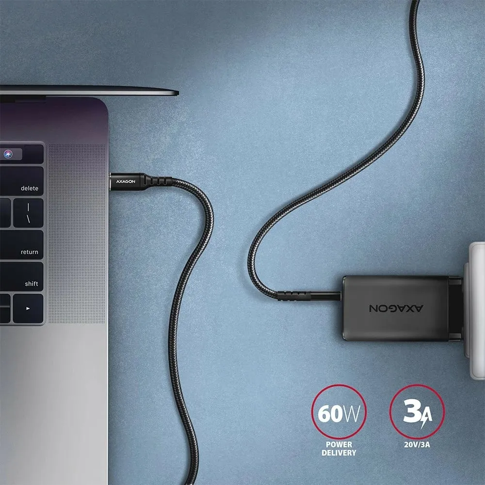 Kabllo USB Axagon BUCM-CM10AB, USB-C në USB-C, 1 m, 60W, e zezë - 5