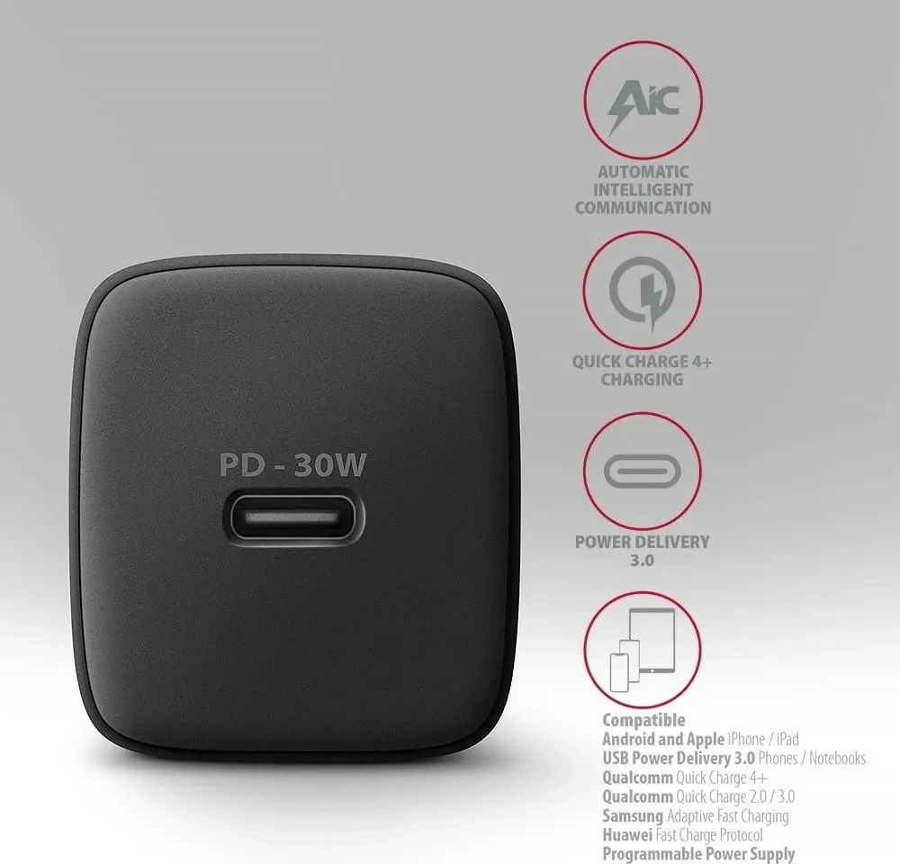 Karikues rrjeti AXAGON ACU-PD30, USB-C, 30W, i zi - 4