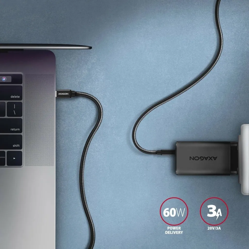 Kabllo AXAGON USB-C - USB-C SPEED USB3.2 Gen 1, PD60W 3A, 1m, e zezë - 4