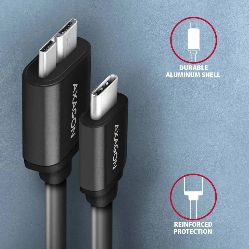 Kabllo AXAGON USB-C - micro USB 3.2 Gen 1 SPEED, 3A, 1m, e zezë - 3