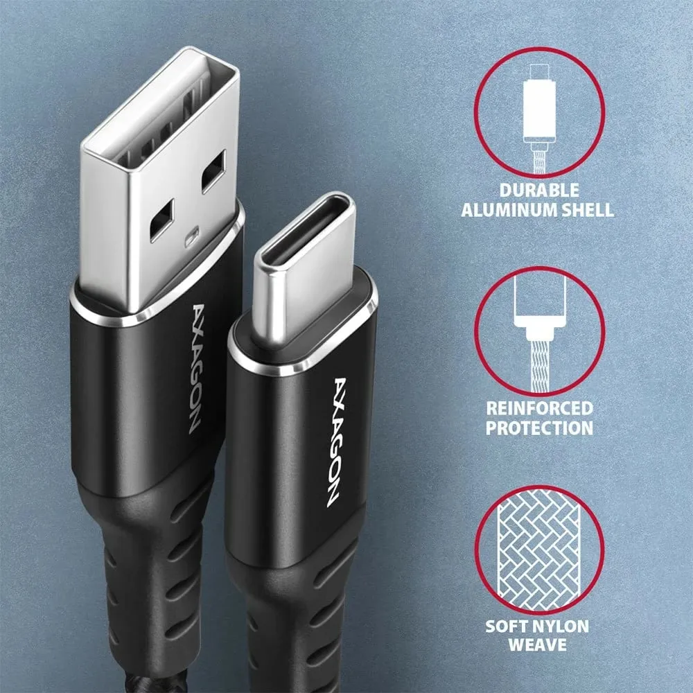 Kabllo USB Axagon BUCM AM10AB, USB A në USB C, 1 m, e zezë - 3