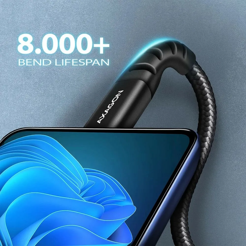 Kabllo USB Axagon BUCM AM10AB, USB A në USB C, 1 m, e zezë - 4