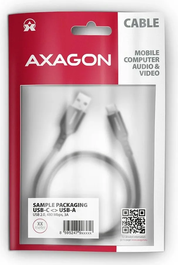 Kabllo USB Axagon BUCM AM10AB, USB A në USB C, 1 m, e zezë - 6