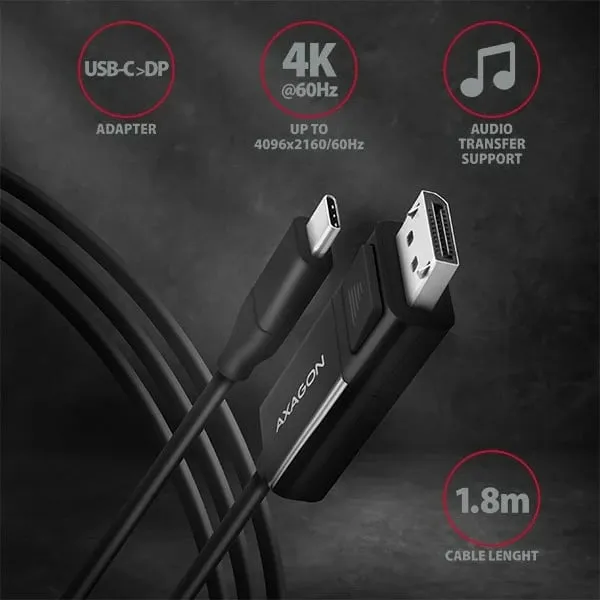 Kabllo AXAGON RVC-DPC USB-C - DisplayPort, 1.8m, 4K / 60Hz - 2