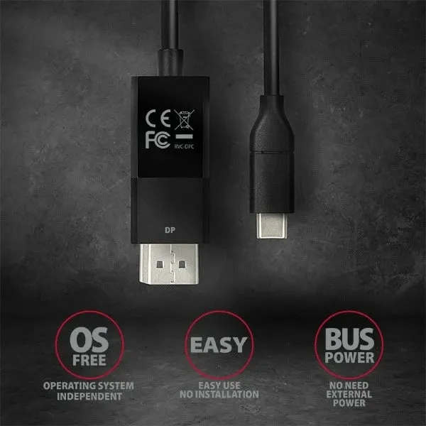 Kabllo AXAGON RVC-DPC USB-C - DisplayPort, 1.8m, 4K / 60Hz - 5