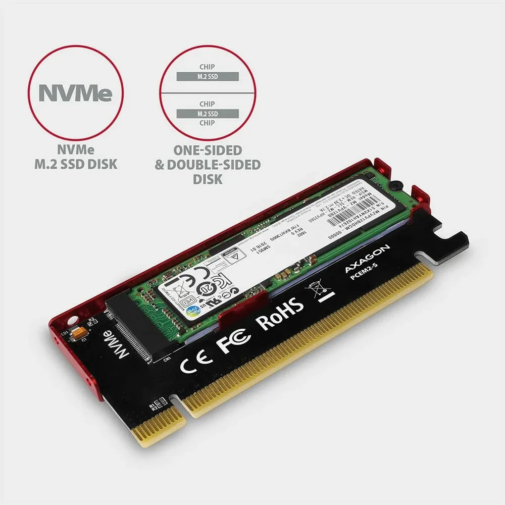 Përshtatës Axagon PCIe x16 në M.2 NVMe + ftohës (PCEM2-S) - 2