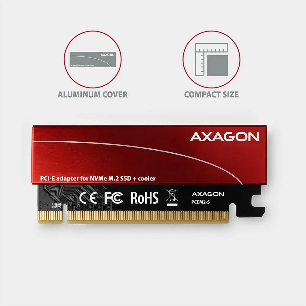 Përshtatës Axagon PCIe x16 në M.2 NVMe + ftohës (PCEM2-S) - 3