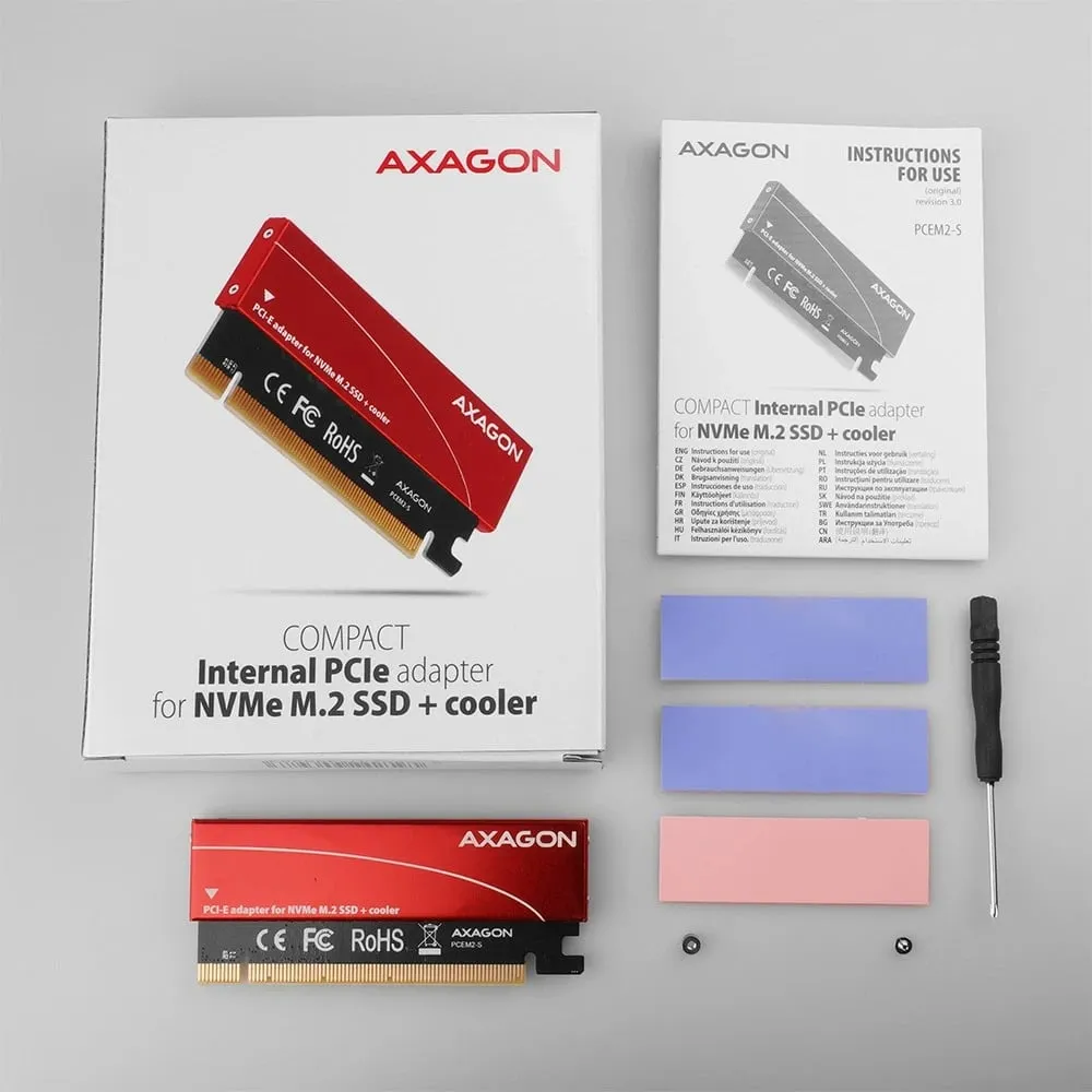Përshtatës Axagon PCIe x16 në M.2 NVMe + ftohës (PCEM2-S) - 8