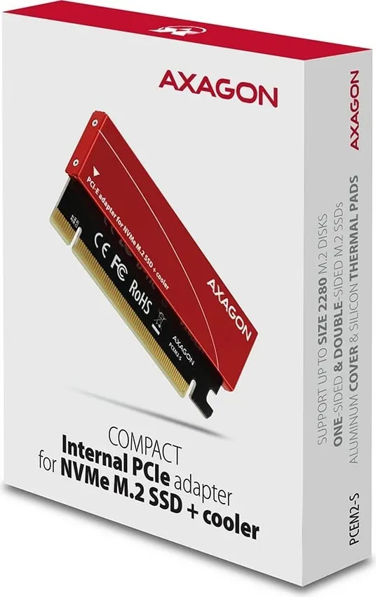 Përshtatës Axagon PCIe x16 në M.2 NVMe + ftohës (PCEM2-S) - 9