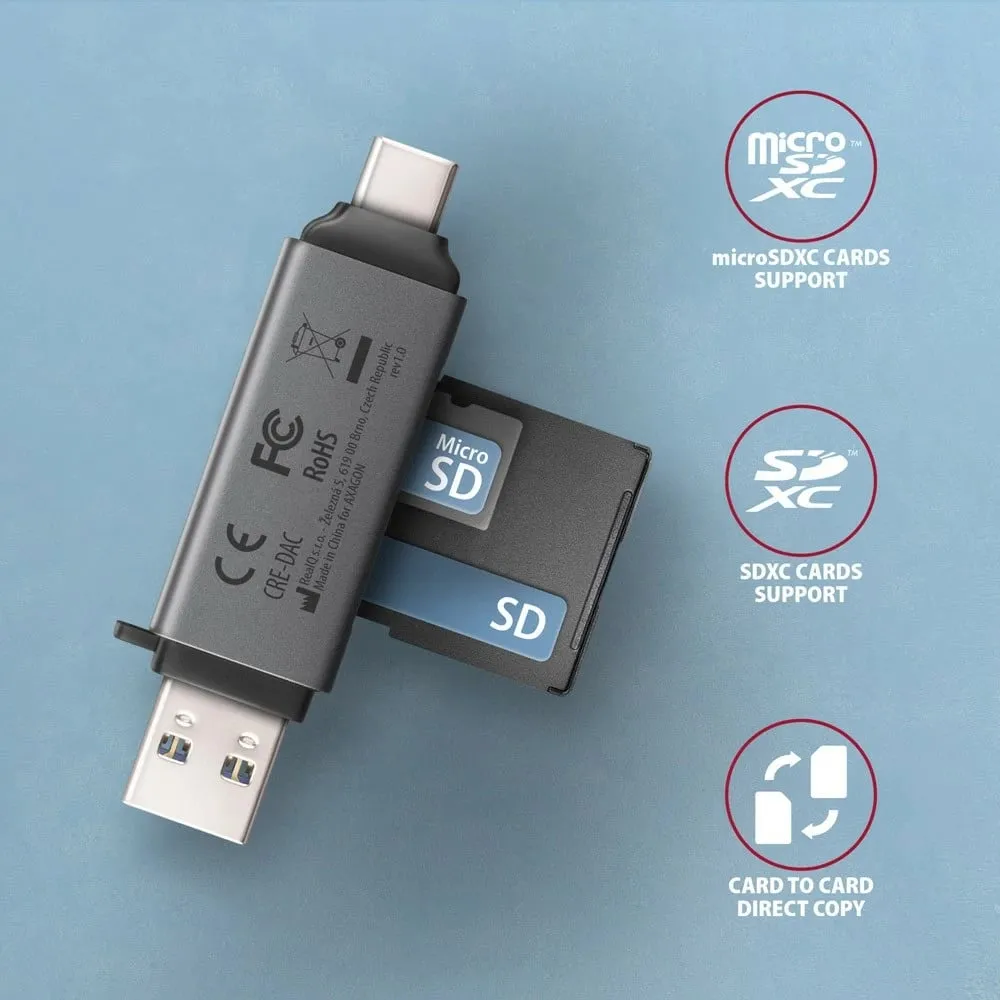 Lexues USB Axagon USB-C 3.2 (CRE-SAC), i hirtë - 3