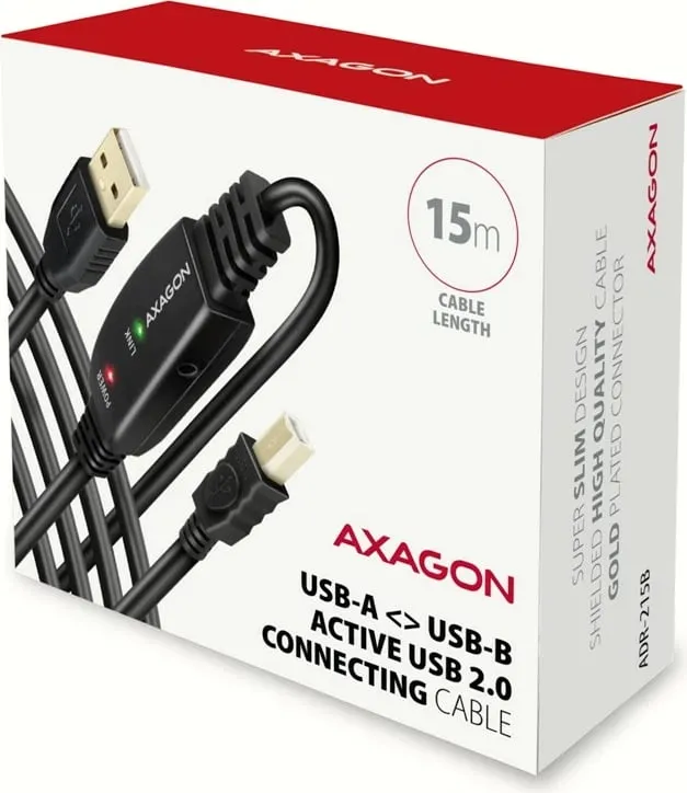 Kabllo USB Axagon ADR-215B, USB-A në USB-B, 15 m, e zezë - 8