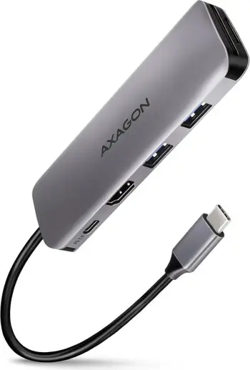 Hub multifunksional AXAGON, USB 3.2 Gen1, 2x USB-A, HDMI, SD / microSD, PD 100W