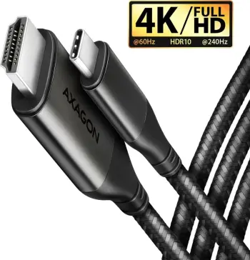 Kabëll Axagon RVC-HI2MC USB C në HDMI, 1.8m, 4K 60Hz, i zi