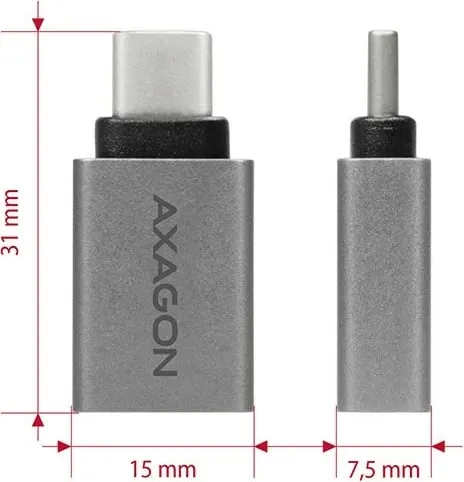 Konvertues AXAGON RUCM-AFA USB-C-USB, i argjendtë - 3