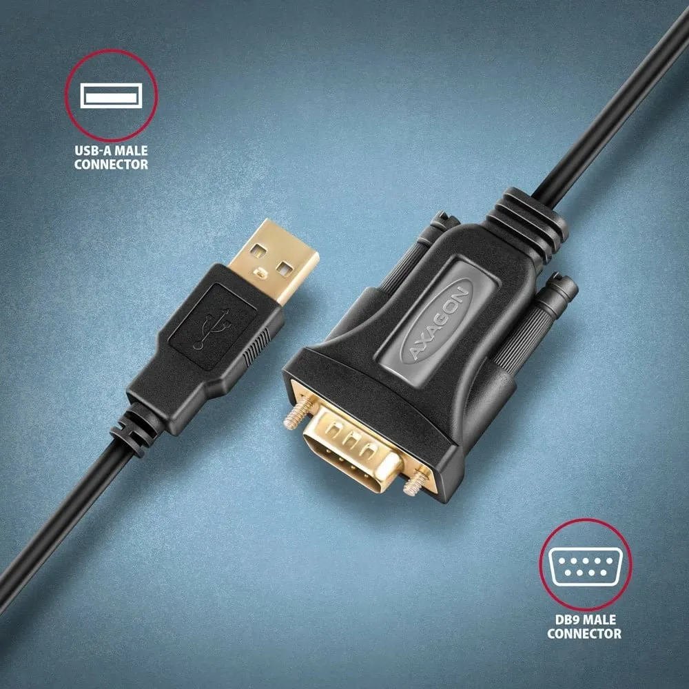 Adapter USB në RS-232 Axagon ADS-1PQN, kabllo 1.5 m, i zi - 2