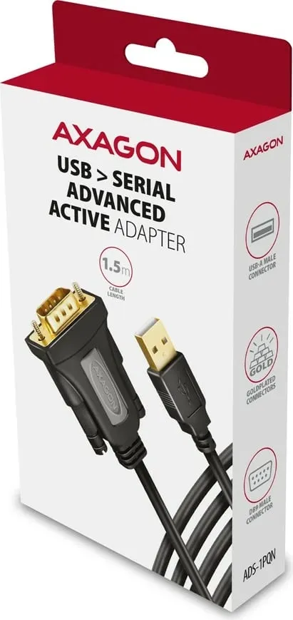 Adapter USB në RS-232 Axagon ADS-1PQN, kabllo 1.5 m, i zi - 7