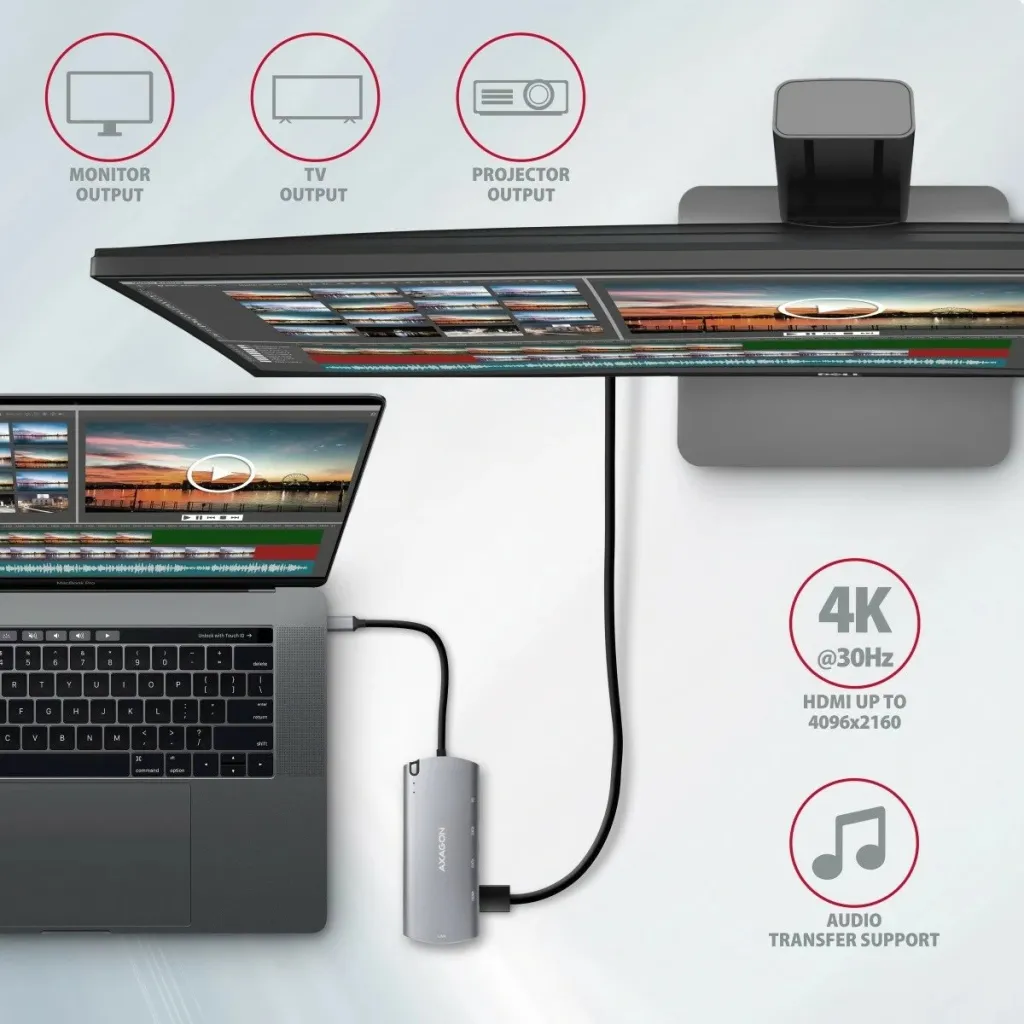 Kuti e jashtme për disqe Axagon HMC-6M2, për SSD M.2 SATA, USB C 3.2 Gen 1, e hirtë - 5