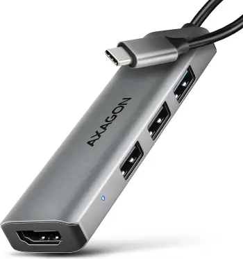Hub USB C AXAGON HMC H3A STARTER, 4 në 1, 5 Gbps, HDMI 4K, gri