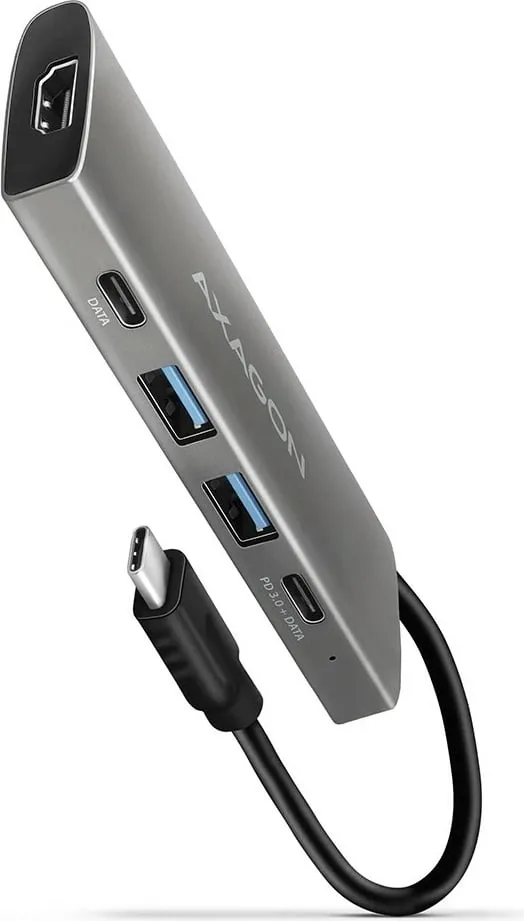 Stacion dokimi Axagon HMC-5G2 Speedster 5H, USB-C 10Gbps, HDMI, gri - 1
