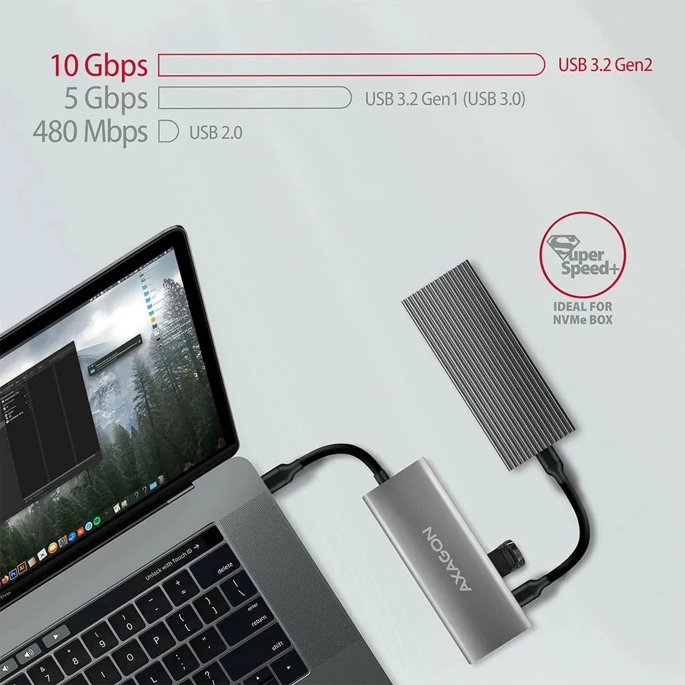 Stacion dokimi Axagon HMC-5G2 Speedster 5H, USB-C 10Gbps, HDMI, gri - 4