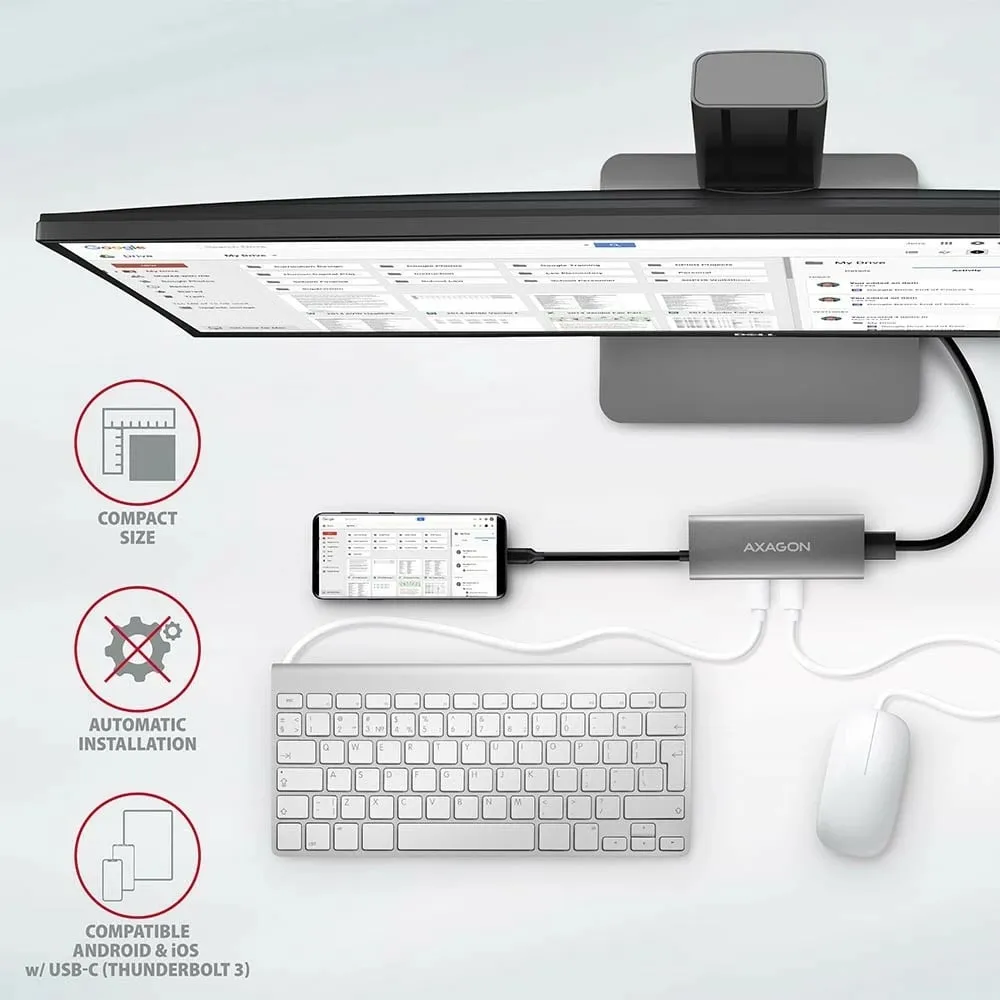 Stacion dokimi Axagon HMC-5G2 Speedster 5H, USB-C 10Gbps, HDMI, gri - 7