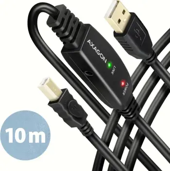 Kabllo USB Axagon ADR-210B, USB-A në USB-B, 10 m, i zi