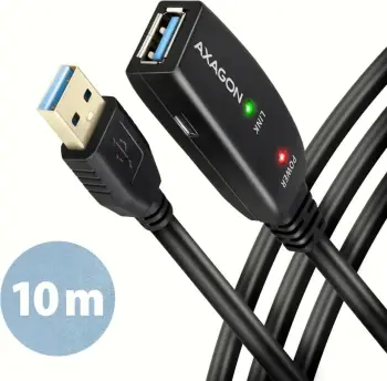 Kabllo USB Axagon ADR-310, USB-A në USB-A, 10 m, e zezë