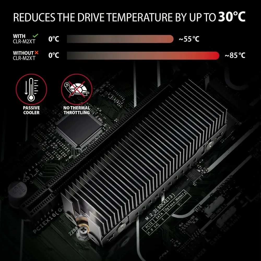 Ftohës pasiv për SSD M.2 Axagon CLR-M2XT, alumini, lartësi 24mm, gri - 4