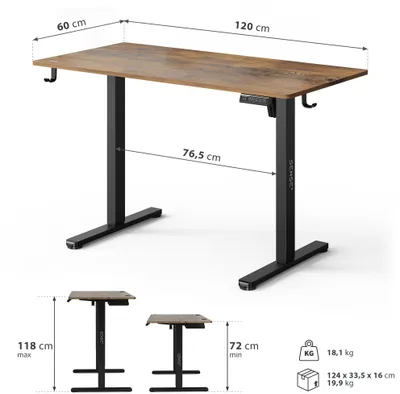 Tavolinë elektrike SENSE7 NOJO LIGHT, 120 cm x 60 cm, kafe e errët - 3