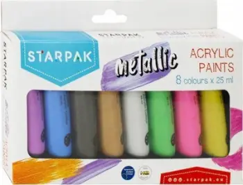 Set bojë akrilike Starpak, 8 ngjyra metalike, 25ml